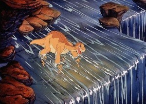 Littlefoot on discovering the Great Valley from an unused scene.